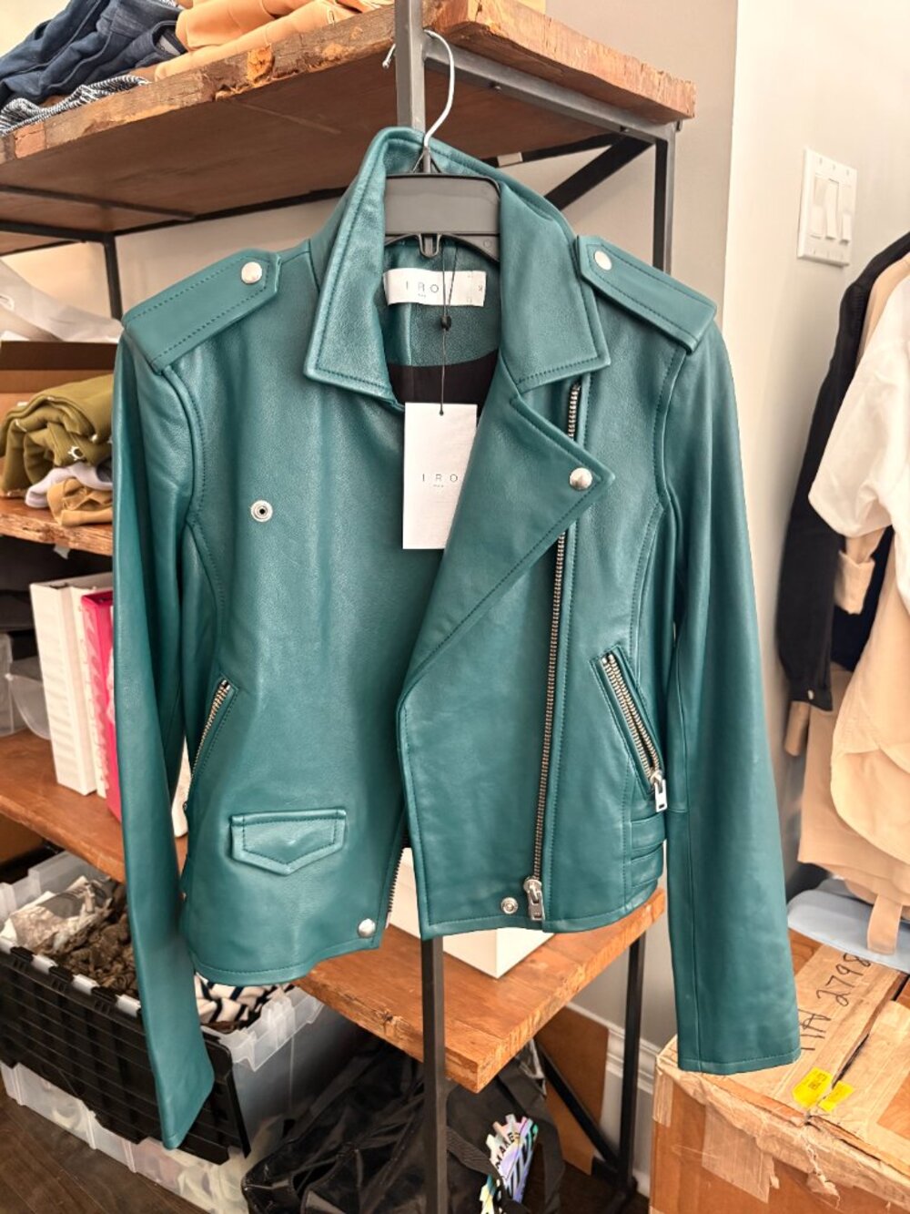 IRO PARIS Ashville Jacket in Peacock Blue Green NWT. - Picture 2 of 2